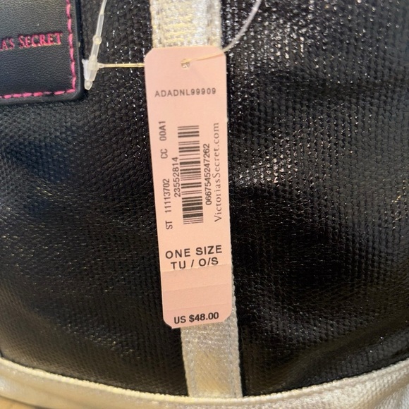 Victoria’s Secret | NWT | Metallic Mini Tote Bag | Black/Silver - Picture 9 of 12